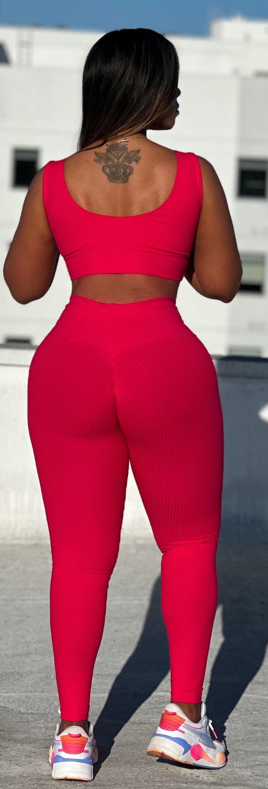 Pink Ribbed Leggings